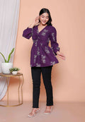Miravan Womens Cotton Butterfly Style Floral Print V-Neck Top | Grocsy