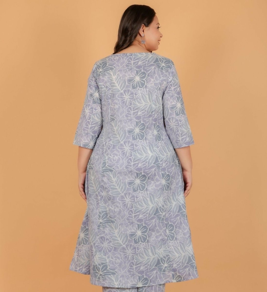 Aramya Grey Soft Cotton Floral A-line Kurta for Women | Grocsy