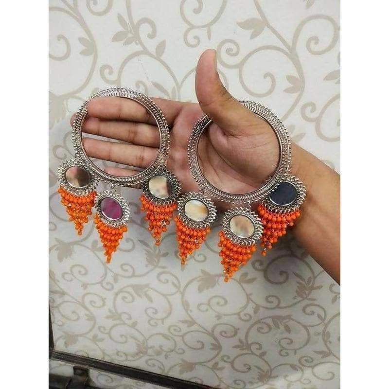 MS Fashion India Stylish And Trendy Orange Pearls Hanging Bangles | Grocsy