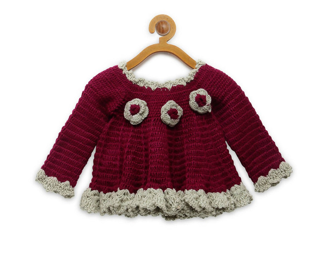 Chutput Kids Purple- Coloured Solid Pullover Sweater | Grocsy