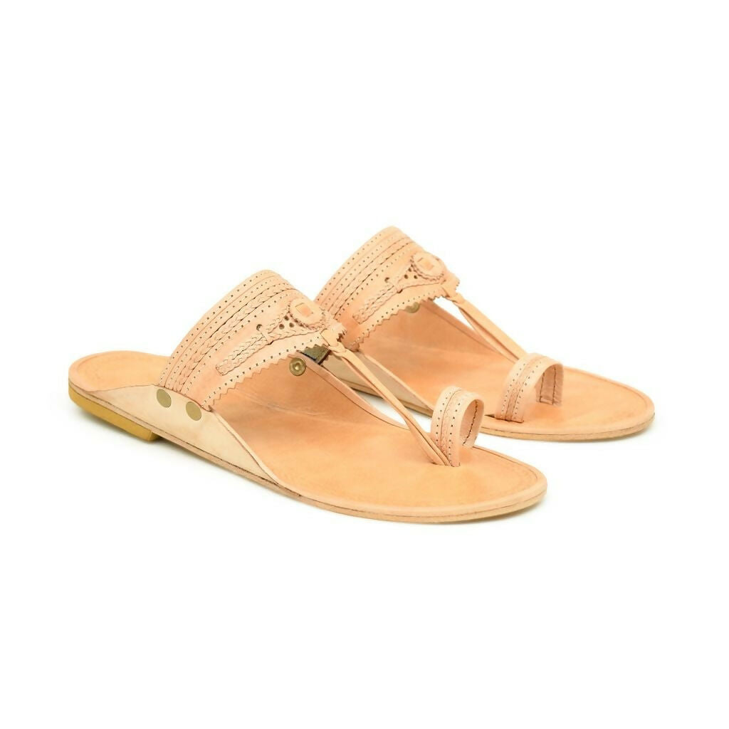 Stepsoft Men'S Natural Kolhapuri Chappal | Handcrafted Ethnic Slip-On Leather Footwear | Grocsy