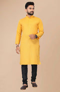 Men's Mustard Striped Cotton Kurta - Mahotsav | Grocsy