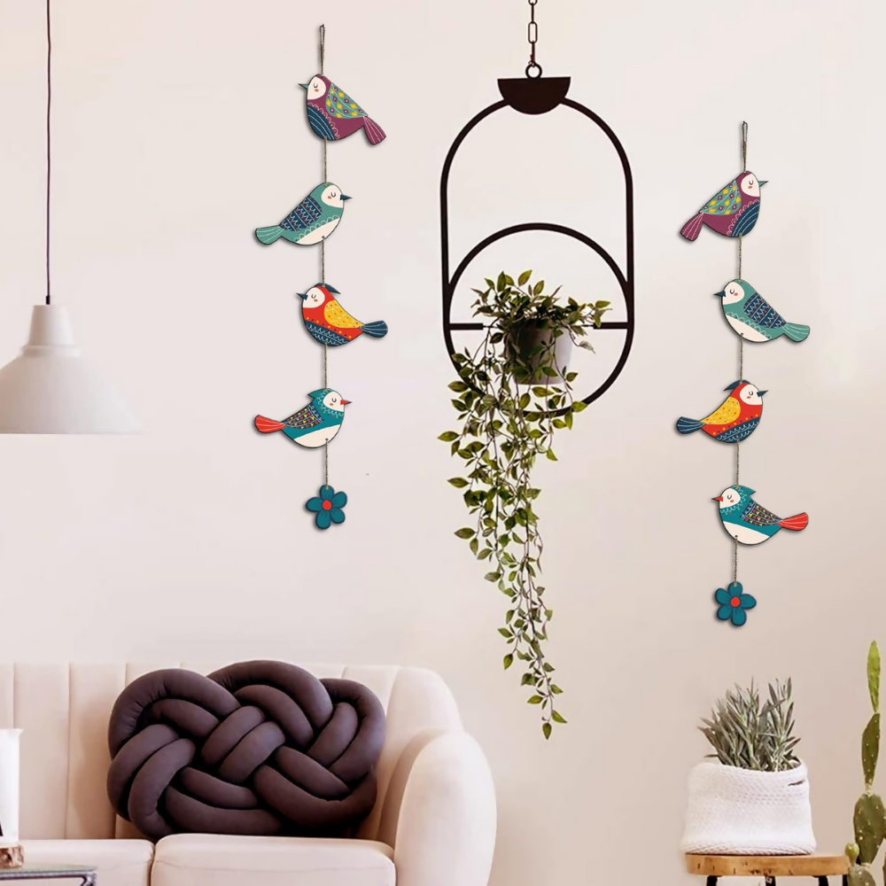 Artvibes Colorful Birds Decorative MDF Wooden Wall Art | Grocsy