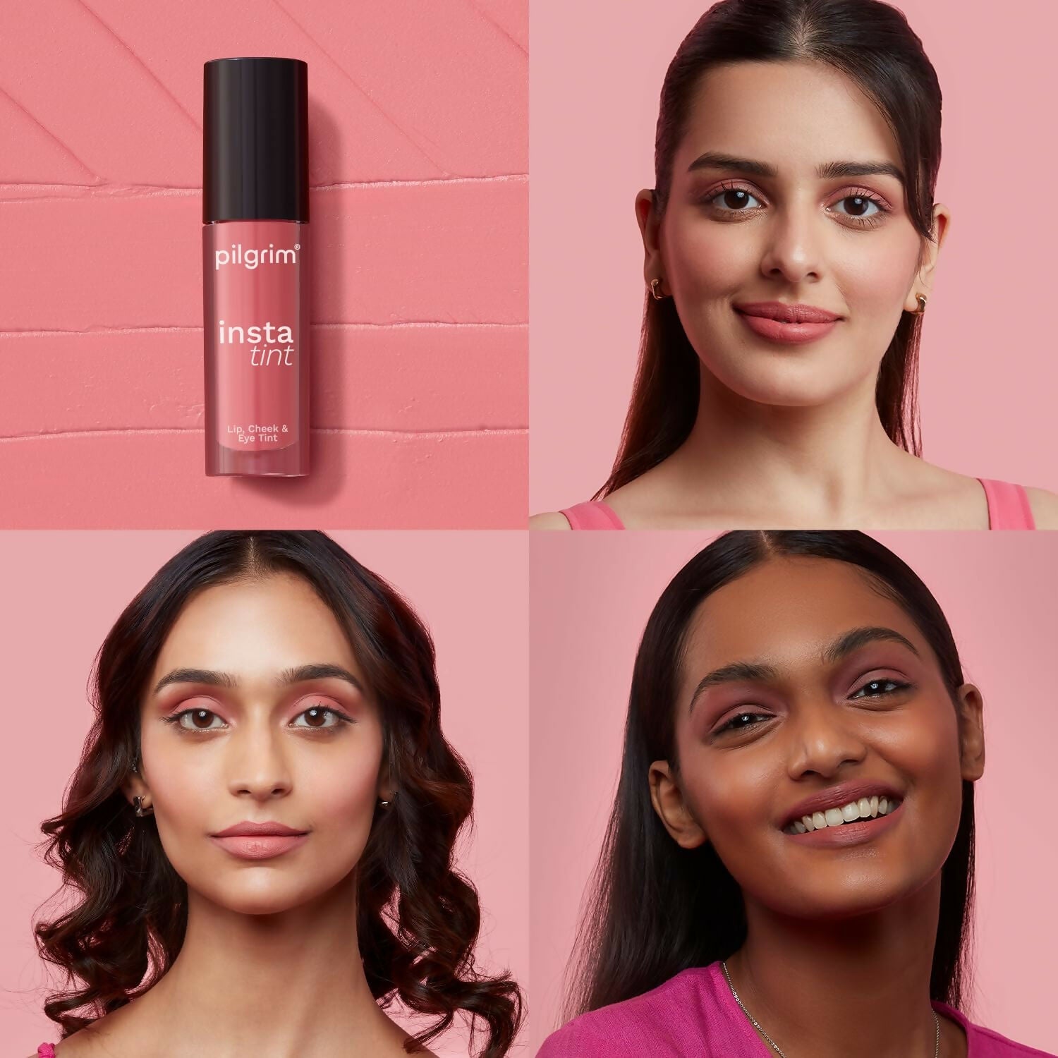 Pilgrim 3 In 1 Lip, Cheek And Eye Tint With Goodness Of Spanish - Coral Story - 02 | Grocsy