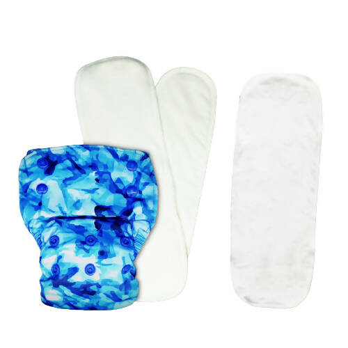 Kindermum Nano Pro Aio Cloth Diaper (With 2 Organic Inserts And Power Booster)- Aqua For Kids | Grocsy