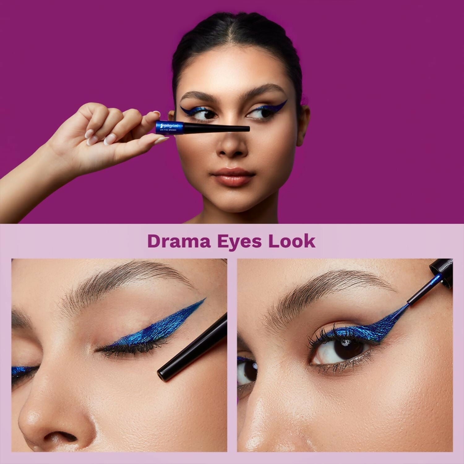 Pilgrim Metallic Eyeliner Blue Rebel, Long Lasting & Smudge Proof Enriched With Argan Oil | Grocsy