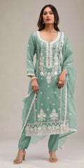 Anaita Light-green Embroidered Silk Stitched Salwar Suit | Grocsy