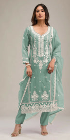 Anaita Light-green Embroidered Silk Stitched Salwar Suit | Grocsy