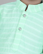 Joban Fashion Kids Island Cotton Full Sleeves Striped Kurta and Pyjama- Sea Green | Grocsy