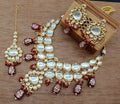 Joban Fashion Marron kundan work Necklace Set | Grocsy