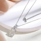 Cauer Elegant 14K White Gold Plated Moissanite Pendant Necklace | Grocsy