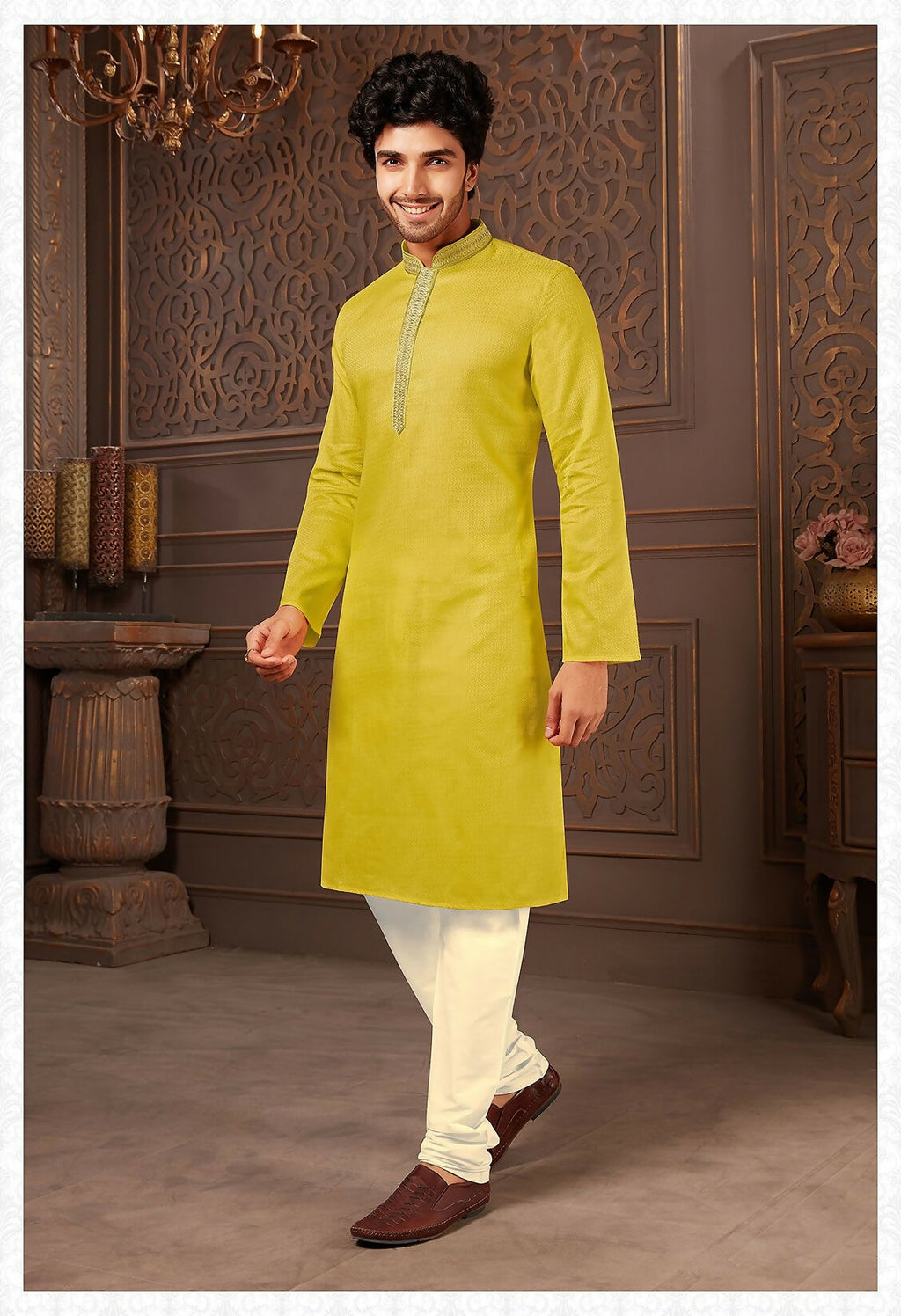 Joban Fashion Green Cotton Kurta Pyjama | Grocsy