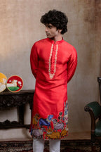 Falling Raw Silk Red Padma Gopala By Hilo Design | Grocsy