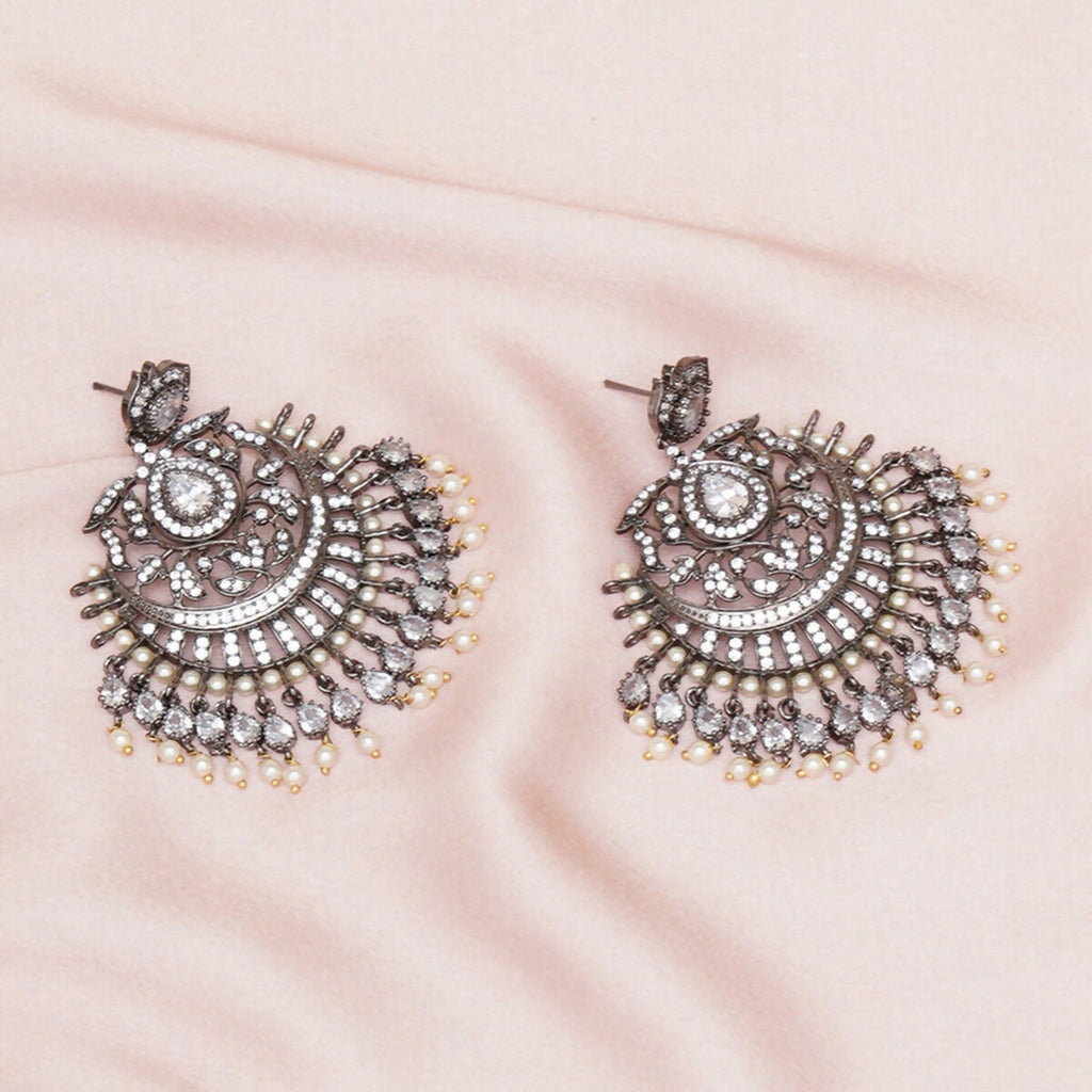 Pearl Silver Plated Earrings- Ruby Raang