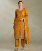 KC Yellow Silk Straight Suit For Women Heavy Embroidery Work | Grocsy