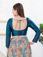 Joban Fashion Cobalt-Blue Gajji Silk Elbow Sleeveless Back Open Blouse | Grocsy