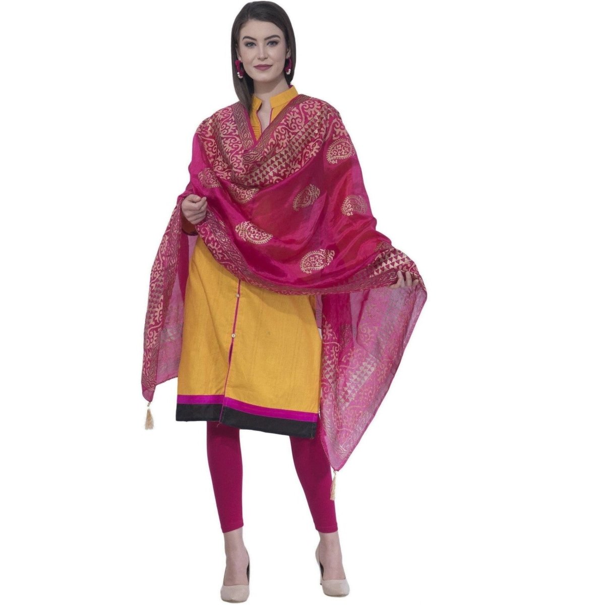 A R Silk Rani Color Silk Pahadi Print Dupattas and Chunnis | Grocsy