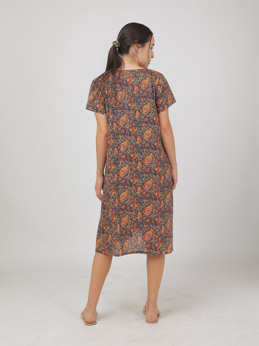 Breathables Women Cotton Printed Loungewear Nightie Blue I Night Wear | Nighty | Jaipuri Print | Grocsy