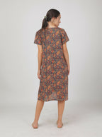 Breathables Women Cotton Printed Loungewear Nightie Blue I Night Wear | Nighty | Jaipuri Print | Grocsy