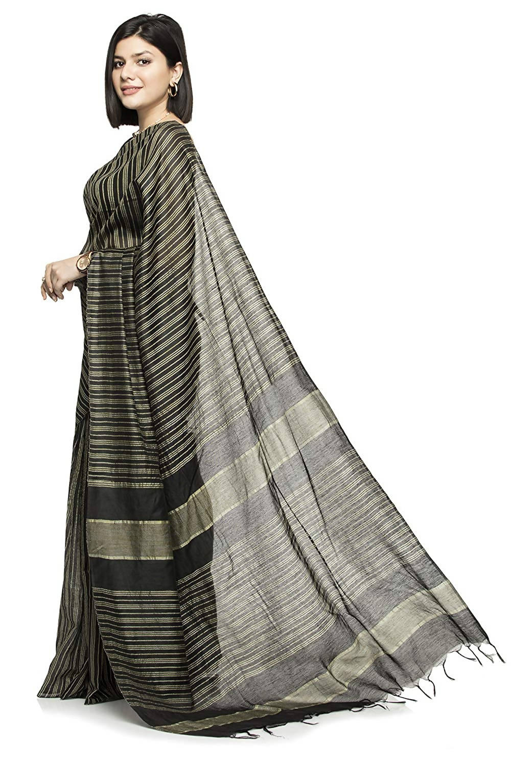 Mominos Fashion Black Color Bhagalpuri Saree | Grocsy