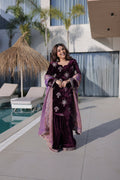 Joban Fashion Maroon Velvet Embroidery Sequence Work Readymade Kurta Set | Grocsy