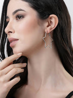 NVR Women Gold-Toned Geometric Hoop Earrings | Grocsy
