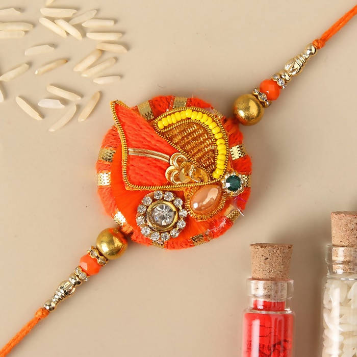 Festive Zardosi Rakhi & Kaju Katli Box | Grocsy