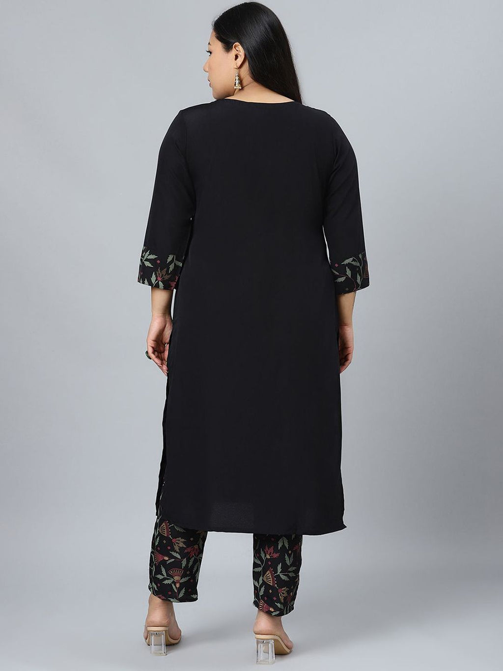 Sztori Plus Size Floral Printed Straight Kurta With Trouser | Grocsy
