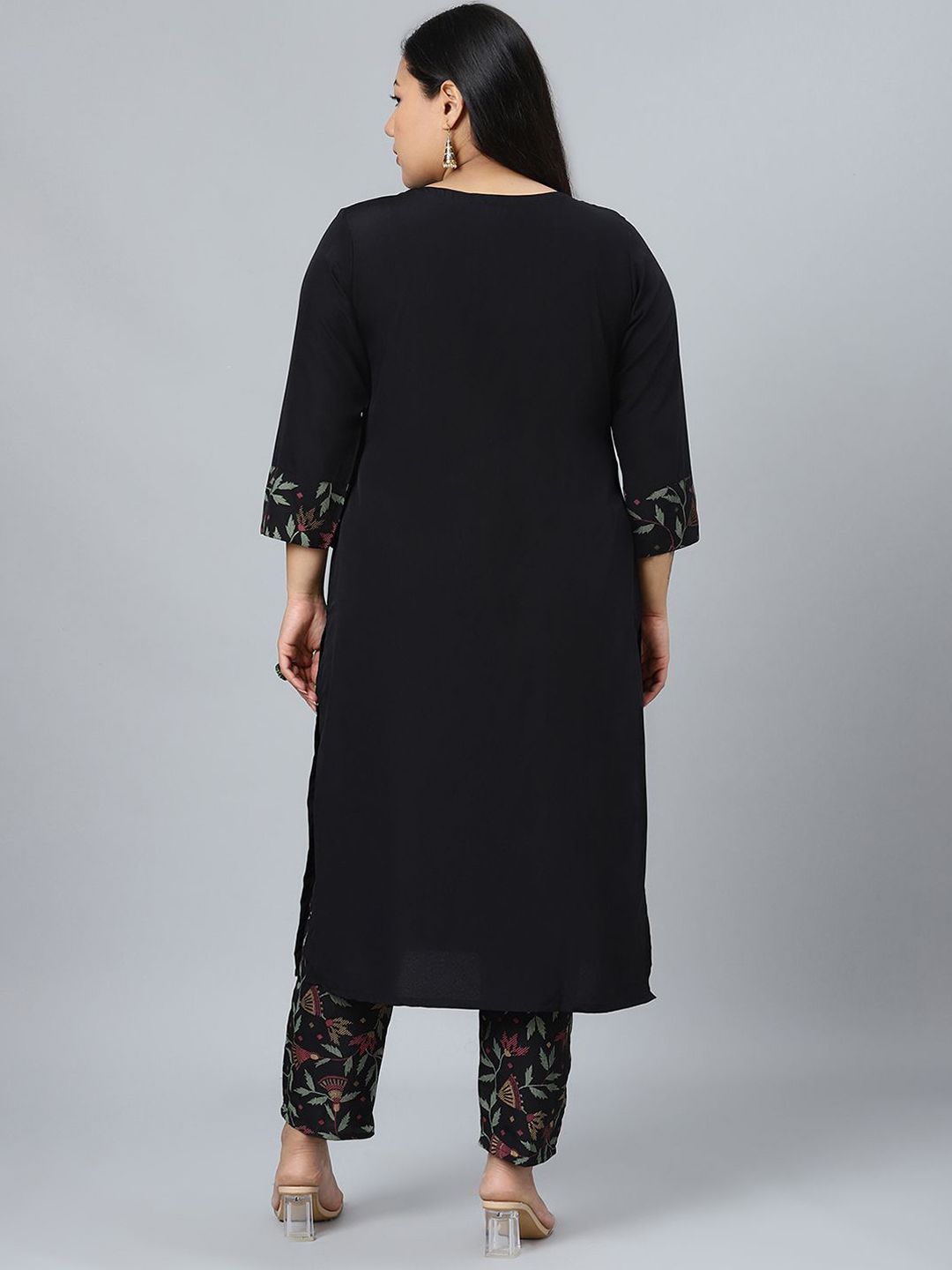 Sztori Plus Size Floral Printed Straight Kurta With Trouser | Grocsy