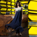 Blue Georgette Floral Embroidered A-line Kurti - Missy | Grocsy