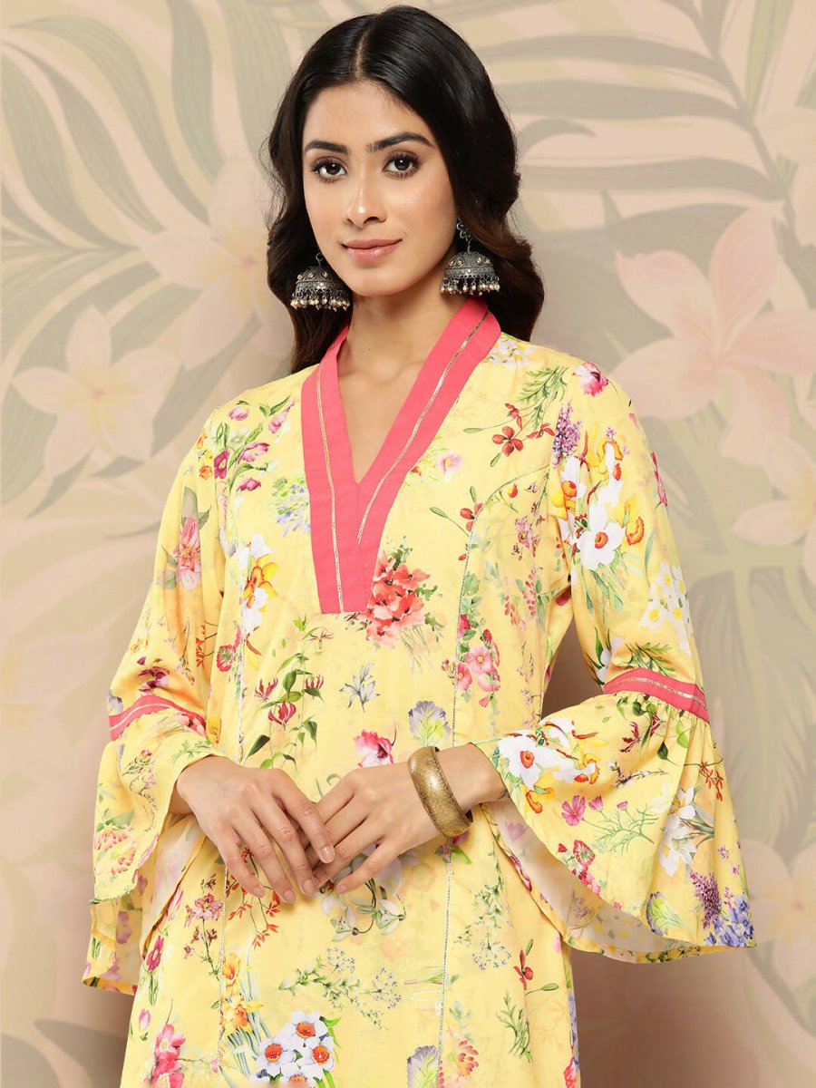 Ahalyaa Women's Traditional wear Kurta - Yellow | Grocsy