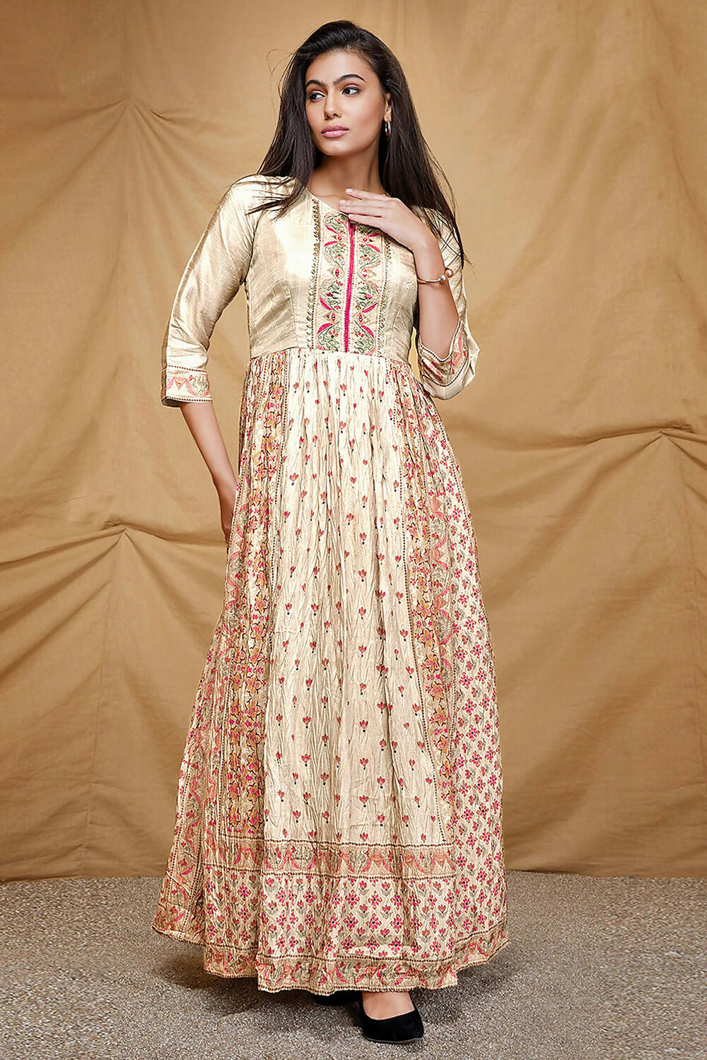 Designer casual Offwhite Dola Silk Gown - Anbazaar | Grocsy