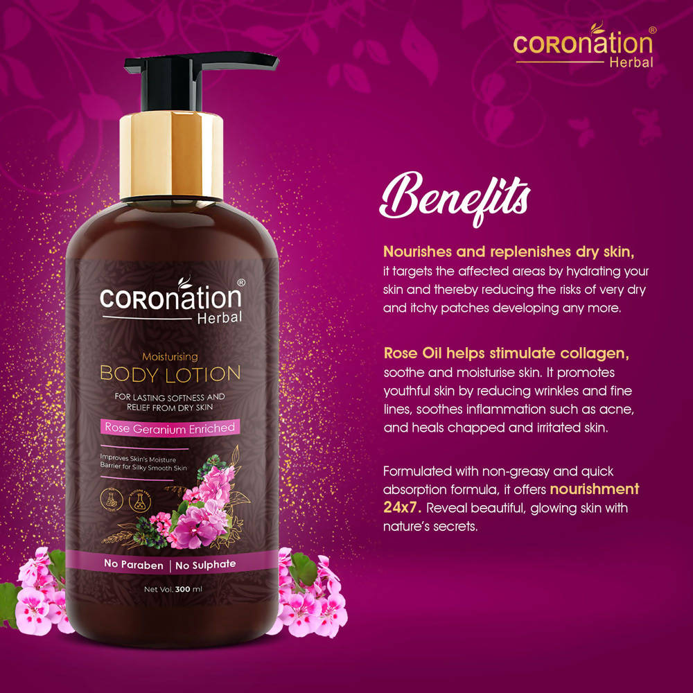 Coronation Herbal Rose Geranium Enriched Body Lotion | Grocsy