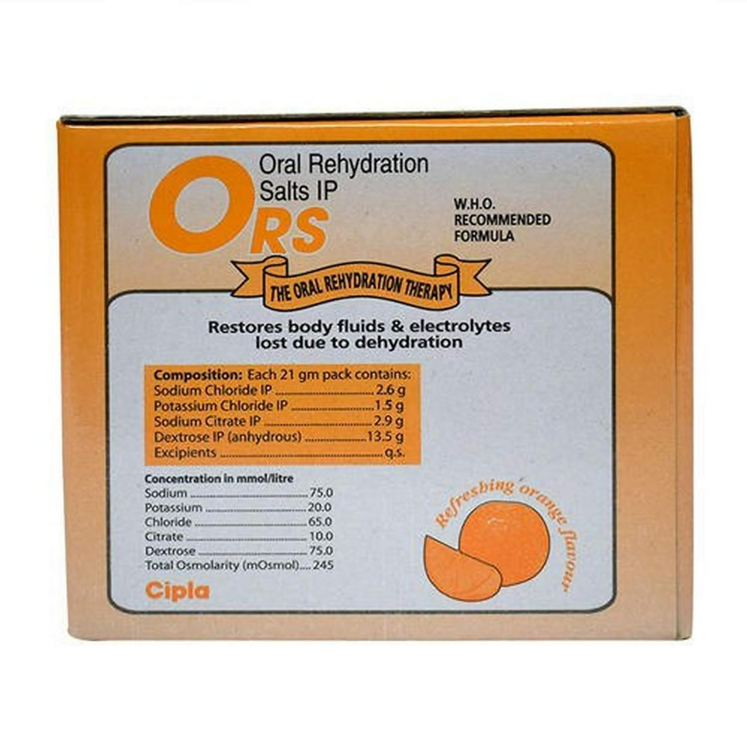 Cipla Ors Prolyte Sachet Orange Flavor | Grocsy