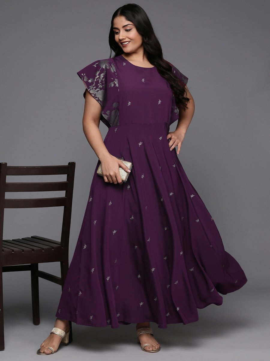 Ahalyaa Women's Traditional wear Ethnic Dress - Burgundy | Grocsy