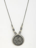NVR Women's Silver-Toned Circular Shape Pendant with Chain | Grocsy