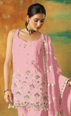 Anaita Baby Pink Heavy Fox Georgette Suit With Embroidery Work | Grocsy
