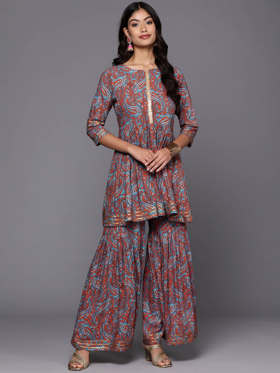 Ahalyaa Women's Traditional Wear Co-ods - Teal Blue | Grocsy