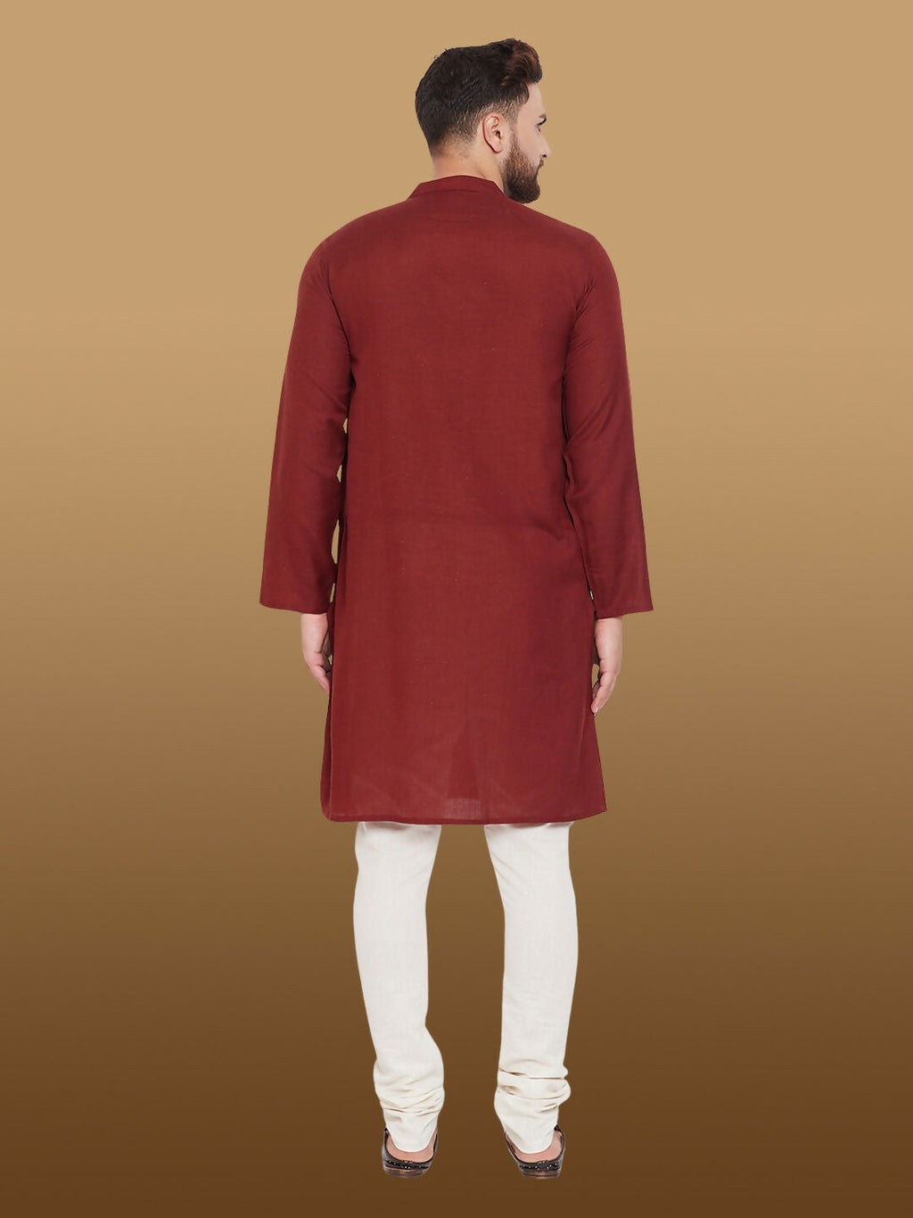 Even Apparels Men's Pure Cotton Maroon Kurta | Grocsy