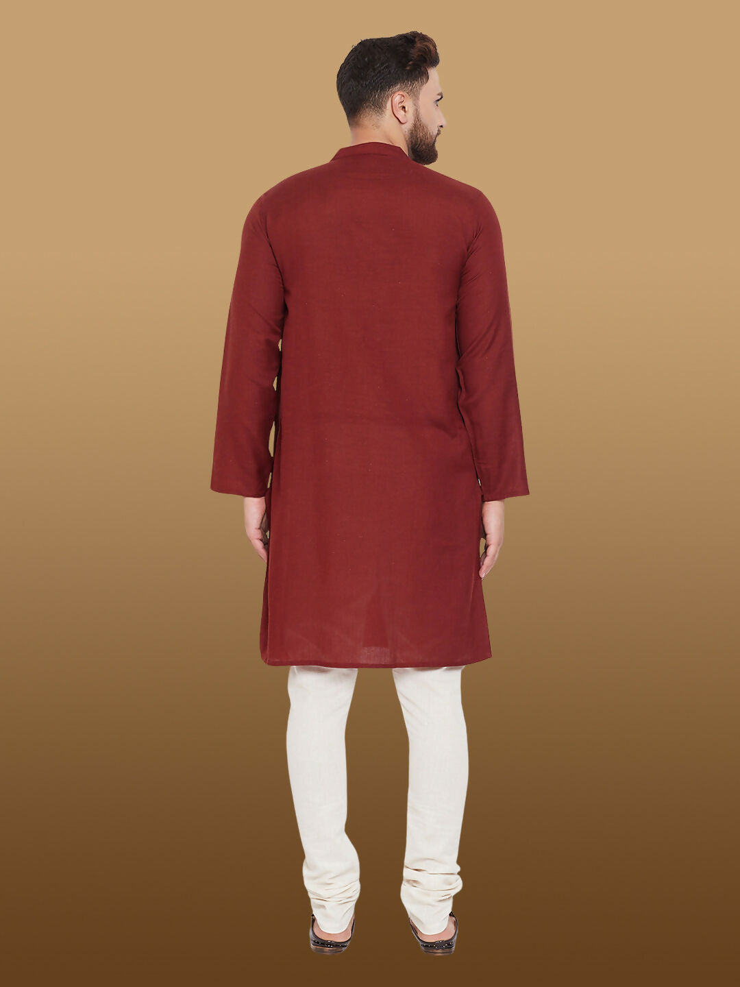 Even Apparels Men's Pure Cotton Maroon Kurta | Grocsy