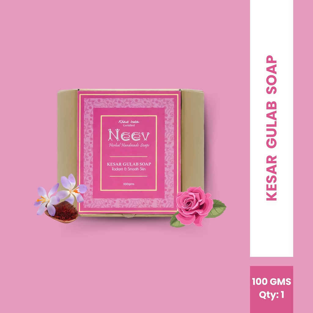 Neev Herbal Handmade Soap Kesar Gulab Soap For a Radiant and Smooth Skin | Grocsy
