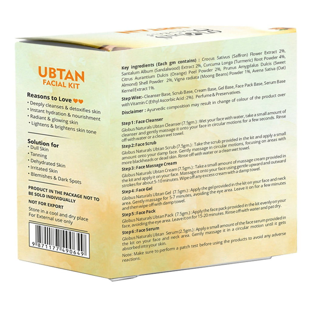 Globus Naturals Brightening Ubtan 6 Step Facial Kit | Grocsy