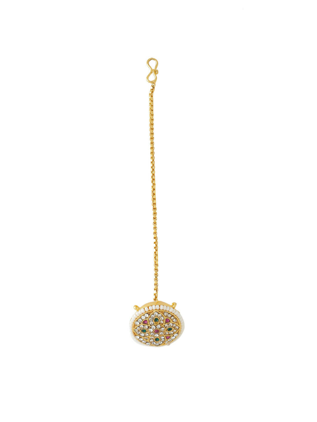 NVR Women's Trending Stylish Gold-Polished Maang Tikka | Grocsy