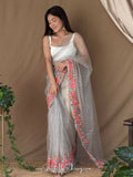 Vamsee Murari Grey Super Net Saree | Grocsy