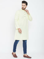 Even Apparels Yellow Color Men's Pure Cotton Kurta With Band Collar | Grocsy