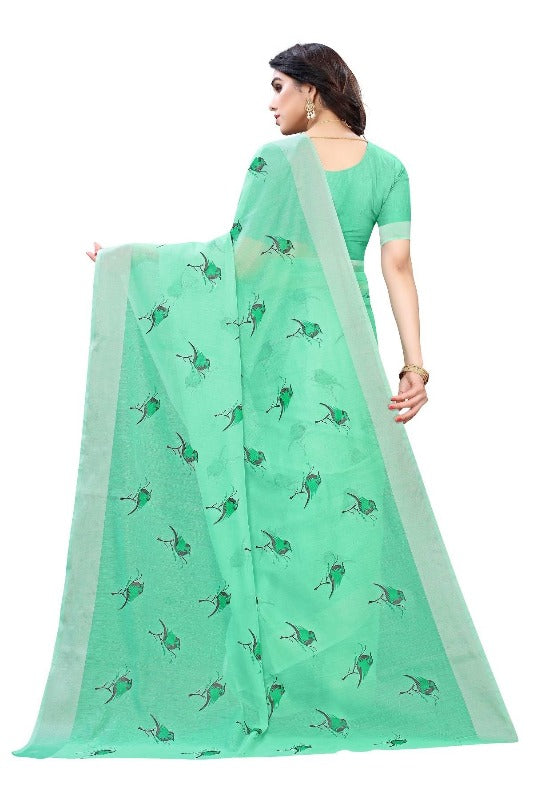 Vamika Green Chanderi Designer Saree (SERIN GREEN) | Grocsy