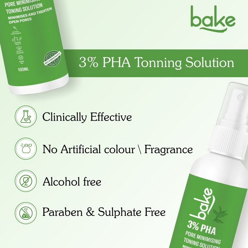 Bake 3% Pha Pore Minimising Toner With Gluconolactone & Niacinamide For Open Pores & Acne | Grocsy