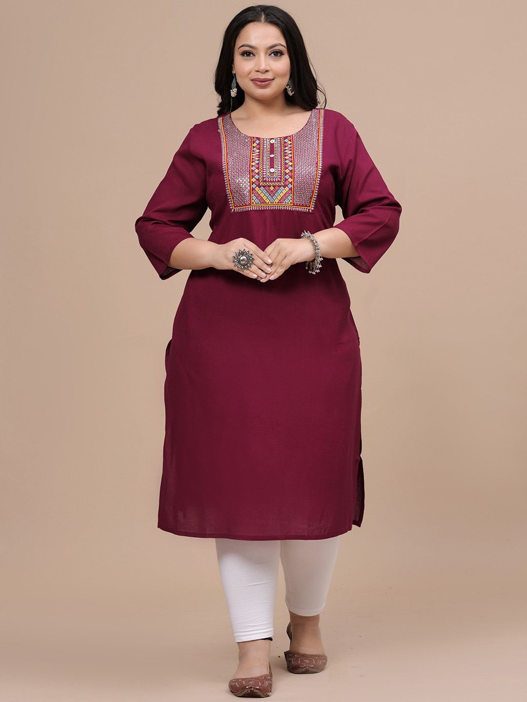 Sztori Women Ethnic Motifs Thread Work Kurta | Grocsy