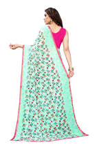 Vamika Ethnic Fire Green Printed With Lace Saree | Grocsy