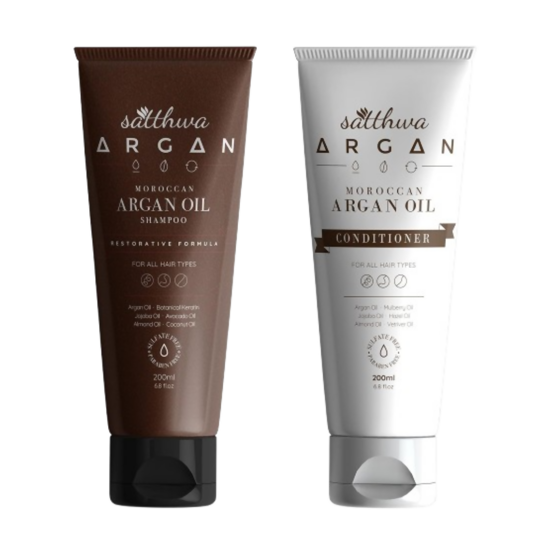 Satthwa Moroccan Argan Oil Shampoo & Conditioner Combo | Grocsy